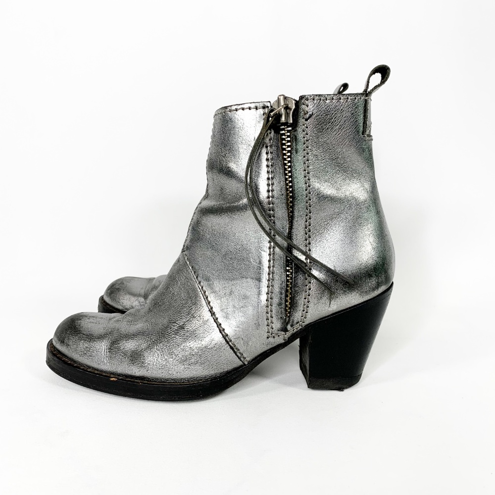 ACNE Studios Pewter Pistol Short Ankle Boot - Picture 2 of 8